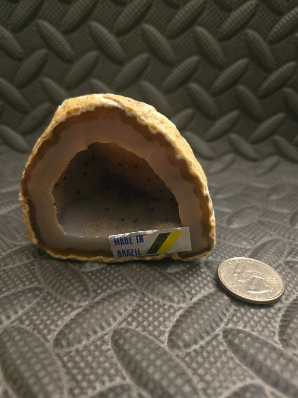 Natural Brazilian Agate Geode Half Druzy Quartz Crystal Display Specimen Polishe